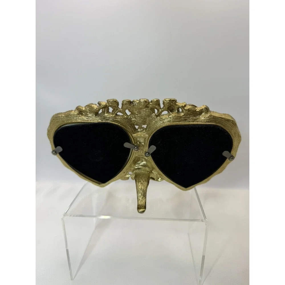Victoria's Secret Double Heart Vintage Brass Floral Rose Picture Frame